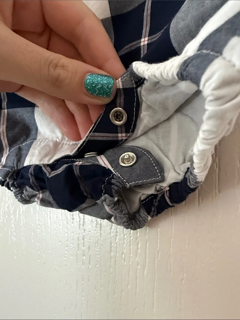 Janie and Jack Navy, White & Gray Plaid Baby One-Piece